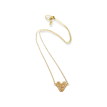 necklace steel with gold heart
